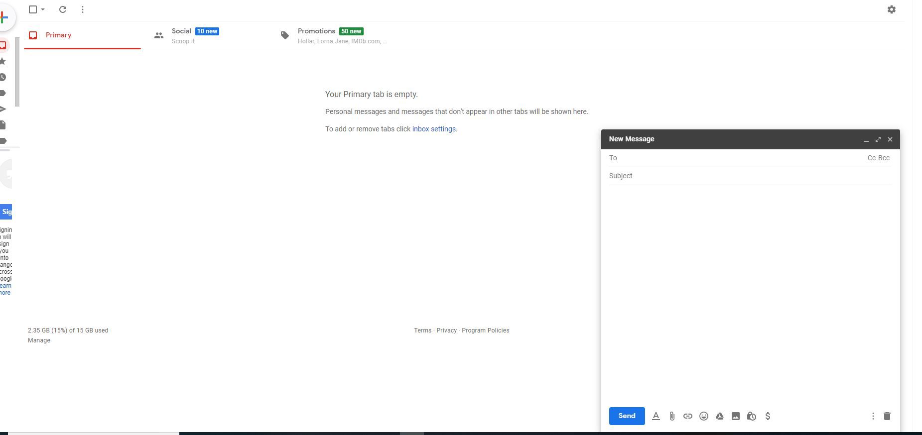 Скриншот окна Gmail Compose