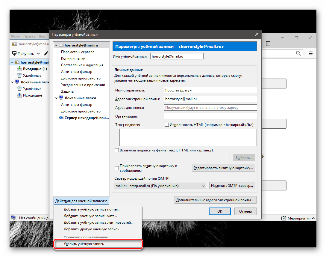 Thunderbird учетные записи. Как удалить учетную запись в Thunderbird. Как удалить учетную запись в Тандерберд. Как в Тандерберд добавить еще одну учетную запись. Как добавить почту в Thunderbird.